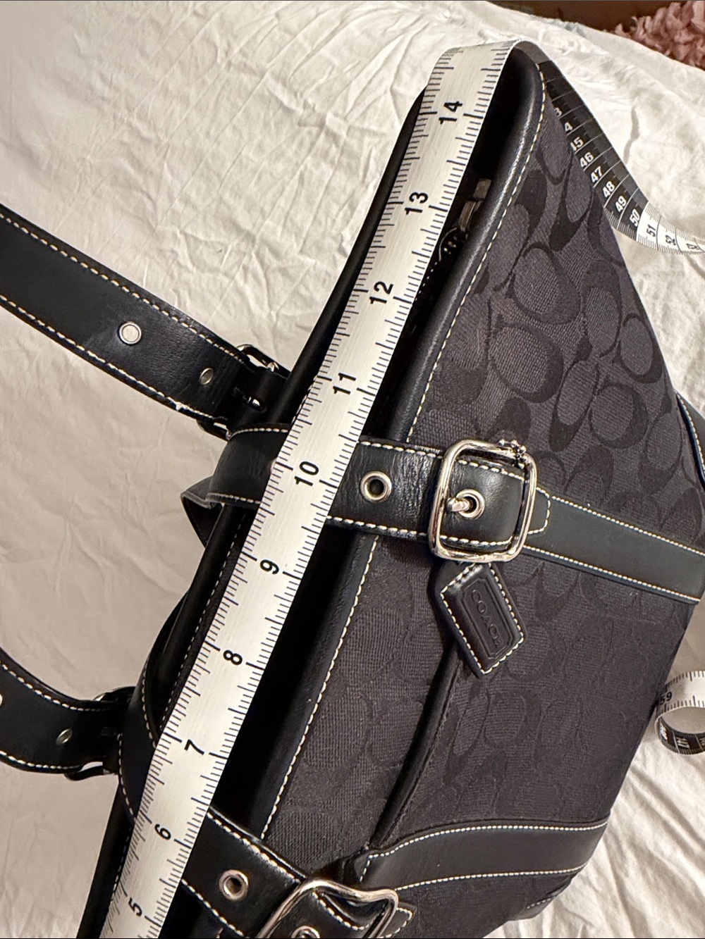 Coach Black Signature Canvas Shoulder Tote - Picture 5 of 6